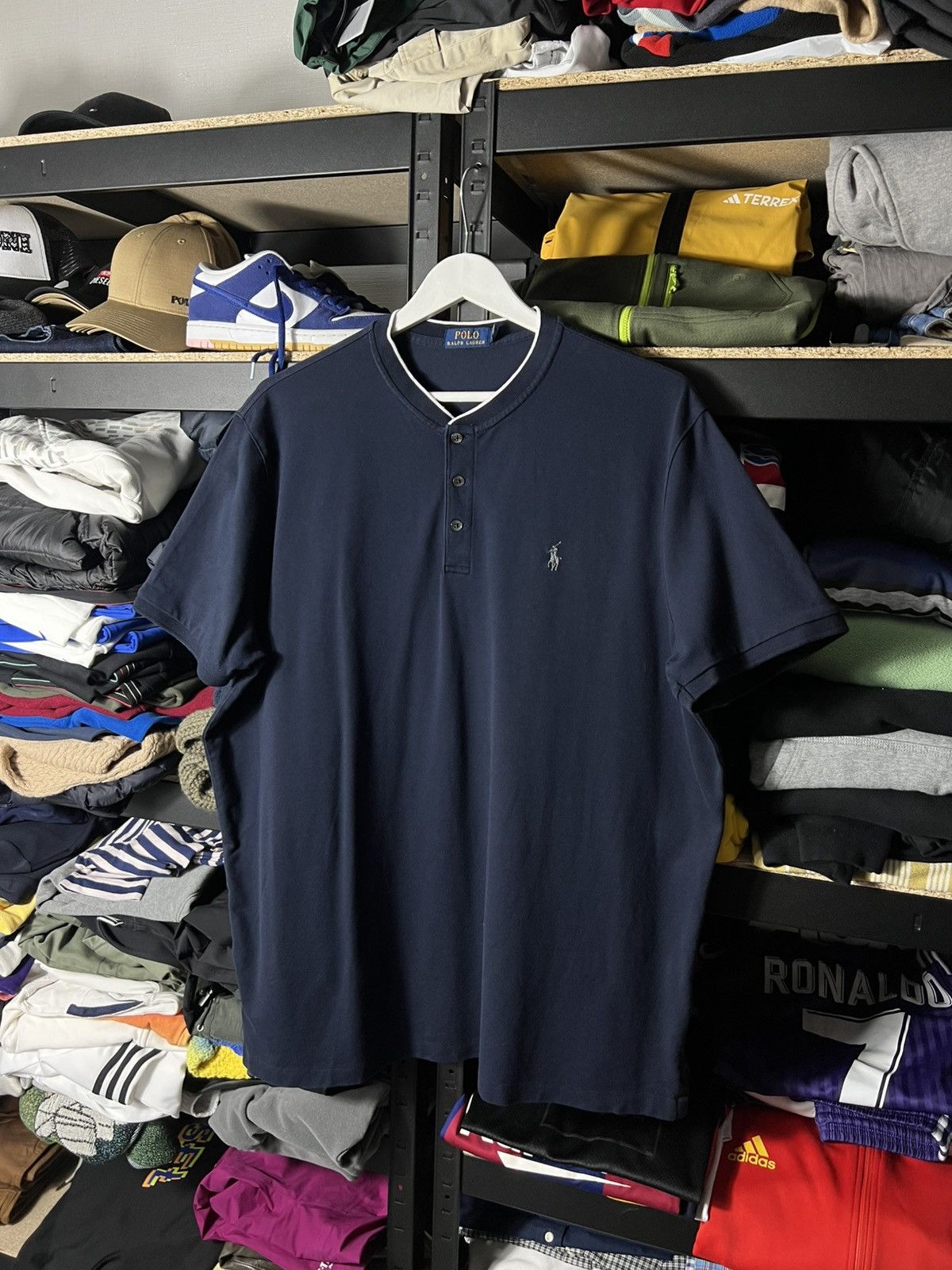 Polo Ralph Lauren POLO Ralph Lauren Henley T-Shirt Navy Blue Short Sleeve Tee Size US XL / EU 56 / 4 - 1 Thumbnail