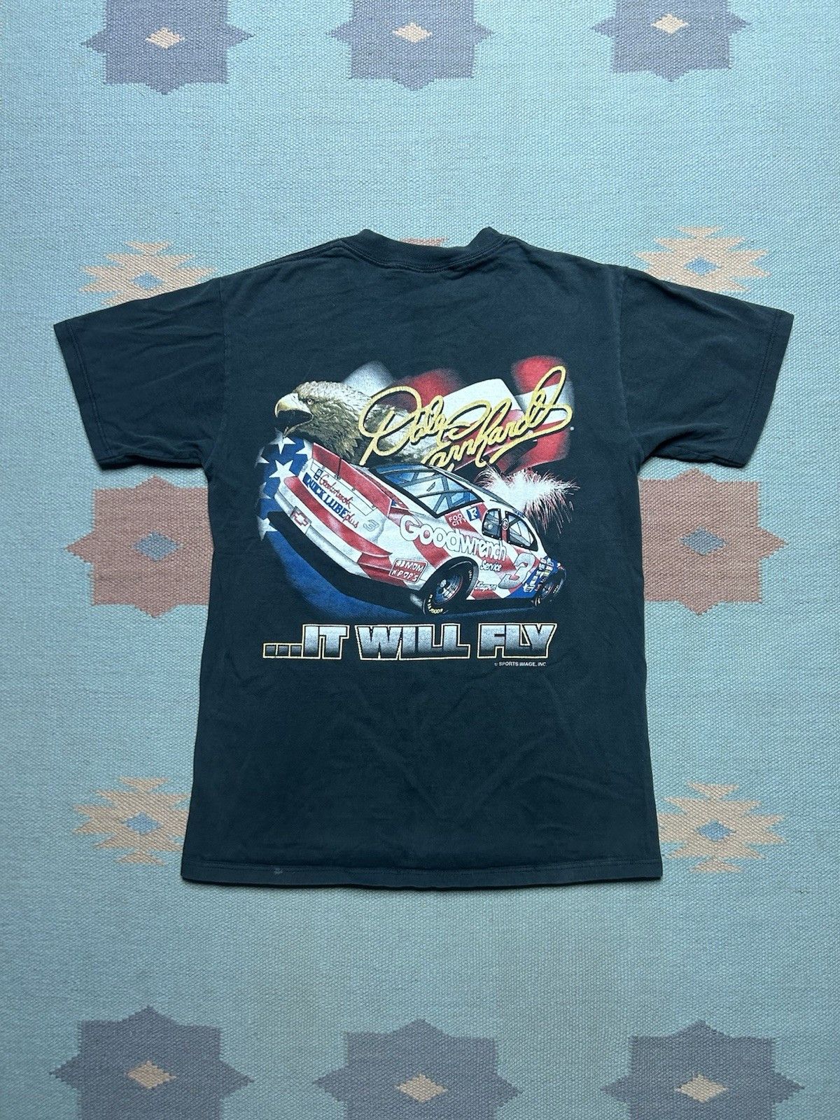 Vintage Vtg t shirt Dale Earnhardt nascar will fly eagle flag USA M Size US M / EU 48-50 / 2 - 1 Thumbnail
