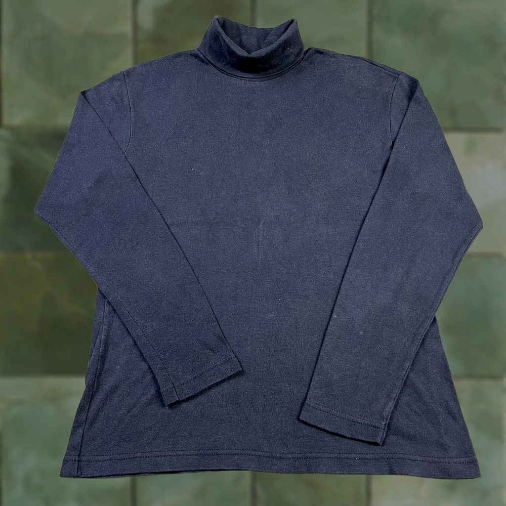 Vintage VINTAGE Bobbie Brooks Turtleneck Shirt Womens M Navy Blue 90s Wool? Cotton Polyester? (Note: Original has cotton, polyester) Size M / US 6-8 / IT 42-44 - 1 Thumbnail