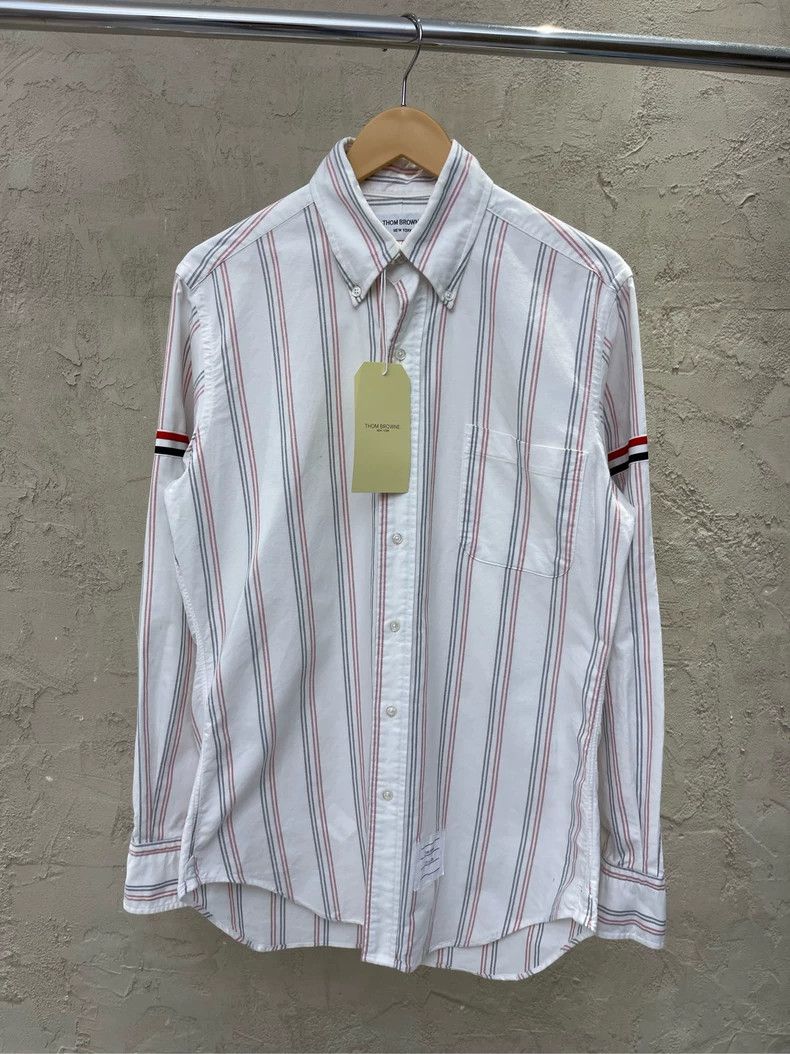 Thom Browne Thom browne White striped double-colored sleeve-labeled shi Size US M / EU 48-50 / 2 - 1 Thumbnail