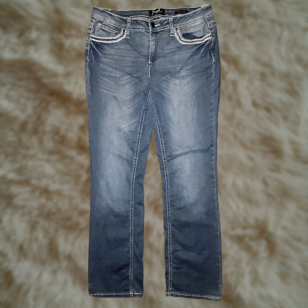 Vintage VINTAGE Earl Jeans Bootcut Jeans Women 10 Low Rise Blue Embroidered 90s Bohemian Logo Womens Size 32" / US 10 / IT 46 - 1 Thumbnail