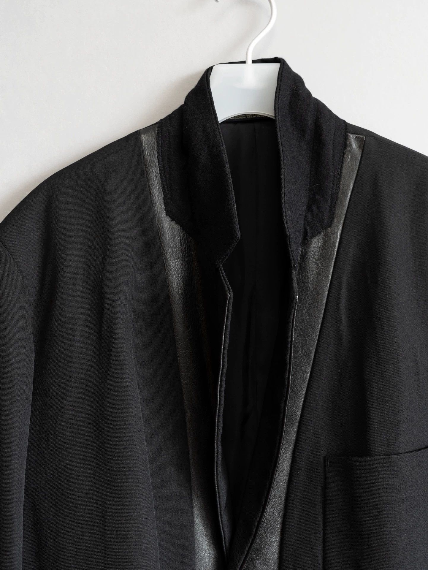Yohji Yamamoto Yohji Yamamoto 96AW Leather Paneled Wool Jacket Size S Size US S / EU 44-46 / 1 - 5 Thumbnail