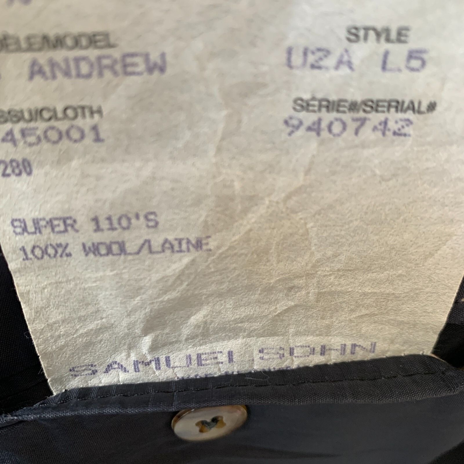 Samuelsohn SAMUELSOHN - 44L TALL- Loro Piana Wool ‘Super 110's’ Sport C Size 44L - 14 Thumbnail