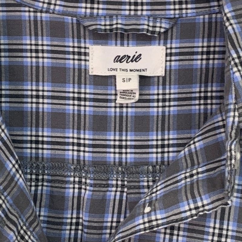 American Eagle Outfitters New Aerie Long Sleeve Plaid Cropped Collared Button Up Shirt Size S / US 4 / IT 40 - 2 Thumbnail