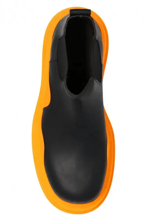 Bottega Veneta o1n1vont0125 Tire Ankle Chelsea Boots in Black & Tangerine Size US 12 / EU 45 - 5 Thumbnail