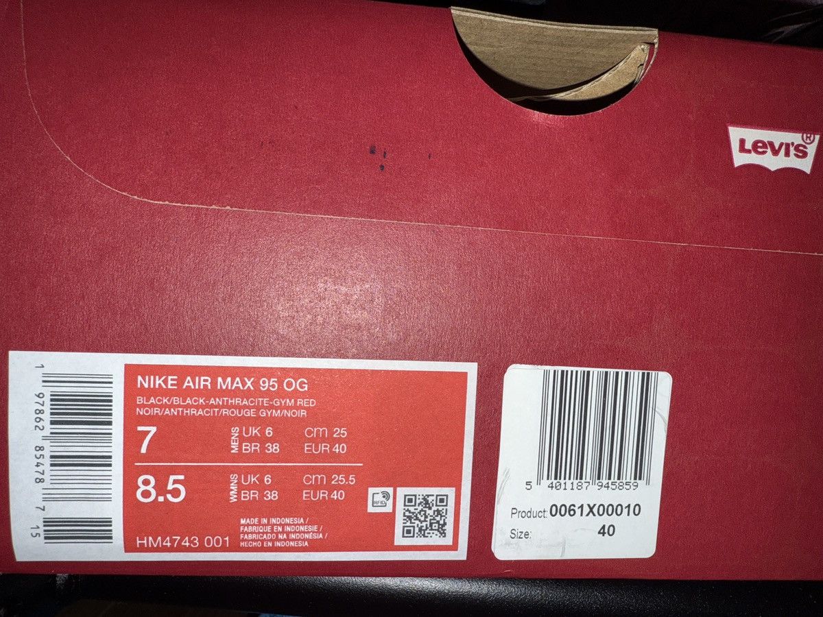 Levi's × Nike Nike x Levi’s Air max 95 OG “ Black “ Size US 7 / EU 40 - 9 Thumbnail