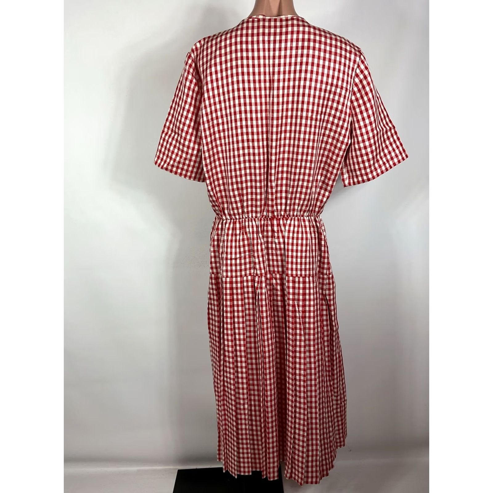 Vintage Vtg 80s Dress Western Cowgirl Red Checkered Midi A-Line Button Down sz L Size L / US 10 / IT 46 - 6 Thumbnail