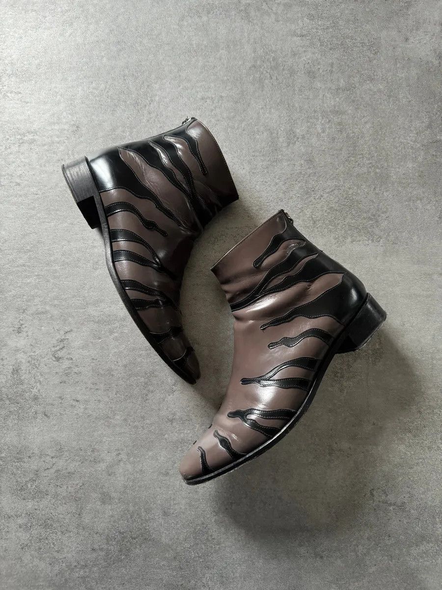 Prada 2000s Prada Zebra Brown Leather Boots Size US 7 / IT 37 - 2 Thumbnail