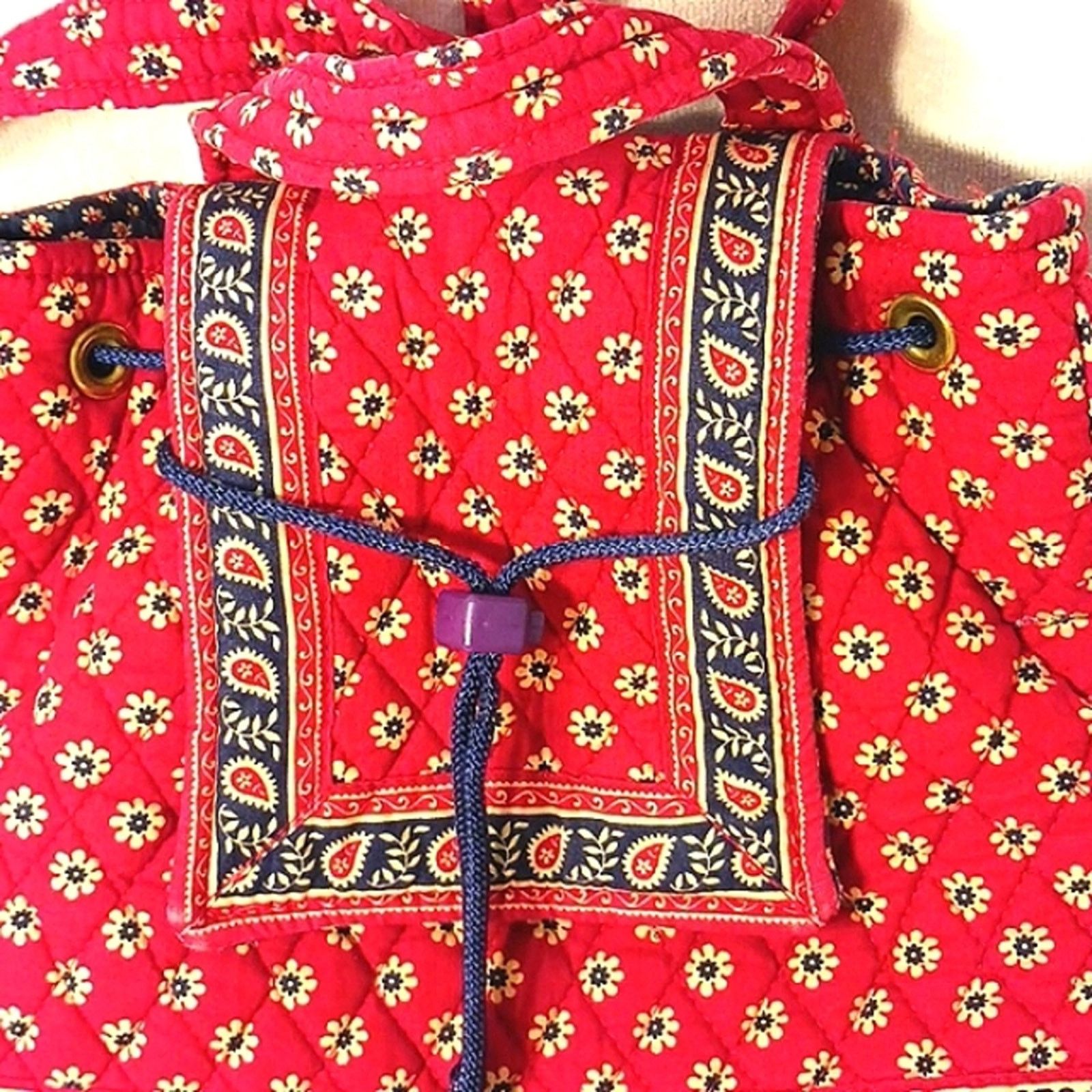 Vera Bradley Backpack VERA BRADLEY Red Blue Boho Travel Paisley QUILTED Size ONE SIZE - 6 Thumbnail