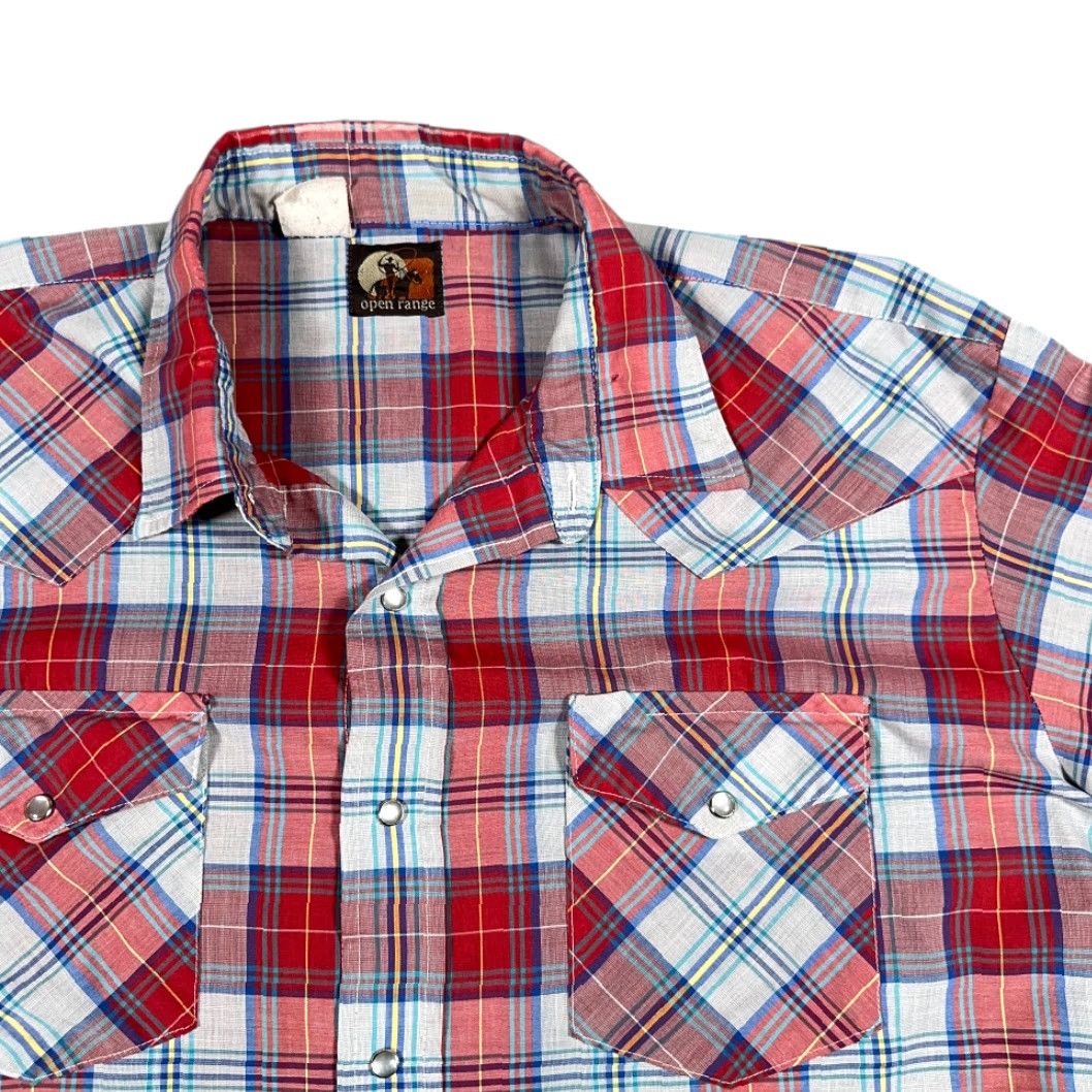Vintage VINTAGE Open Range Western Shirt Mens XL Red Plaid Pearl Snap 90s Long Sleeve Button-Up Size US XL / EU 56 / 4 - 2 Thumbnail