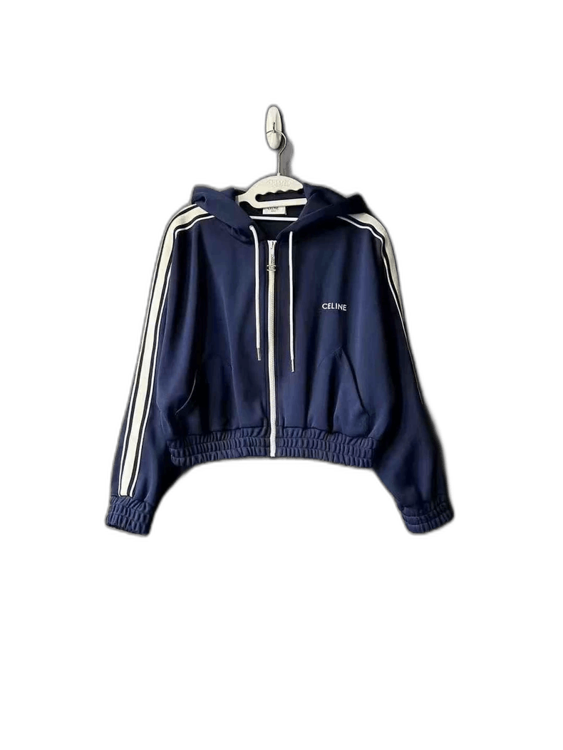 Celine Celine Hooded Cropped Jacket in Navy Blue Size US XS / EU 42 / 0 - 1 Thumbnail