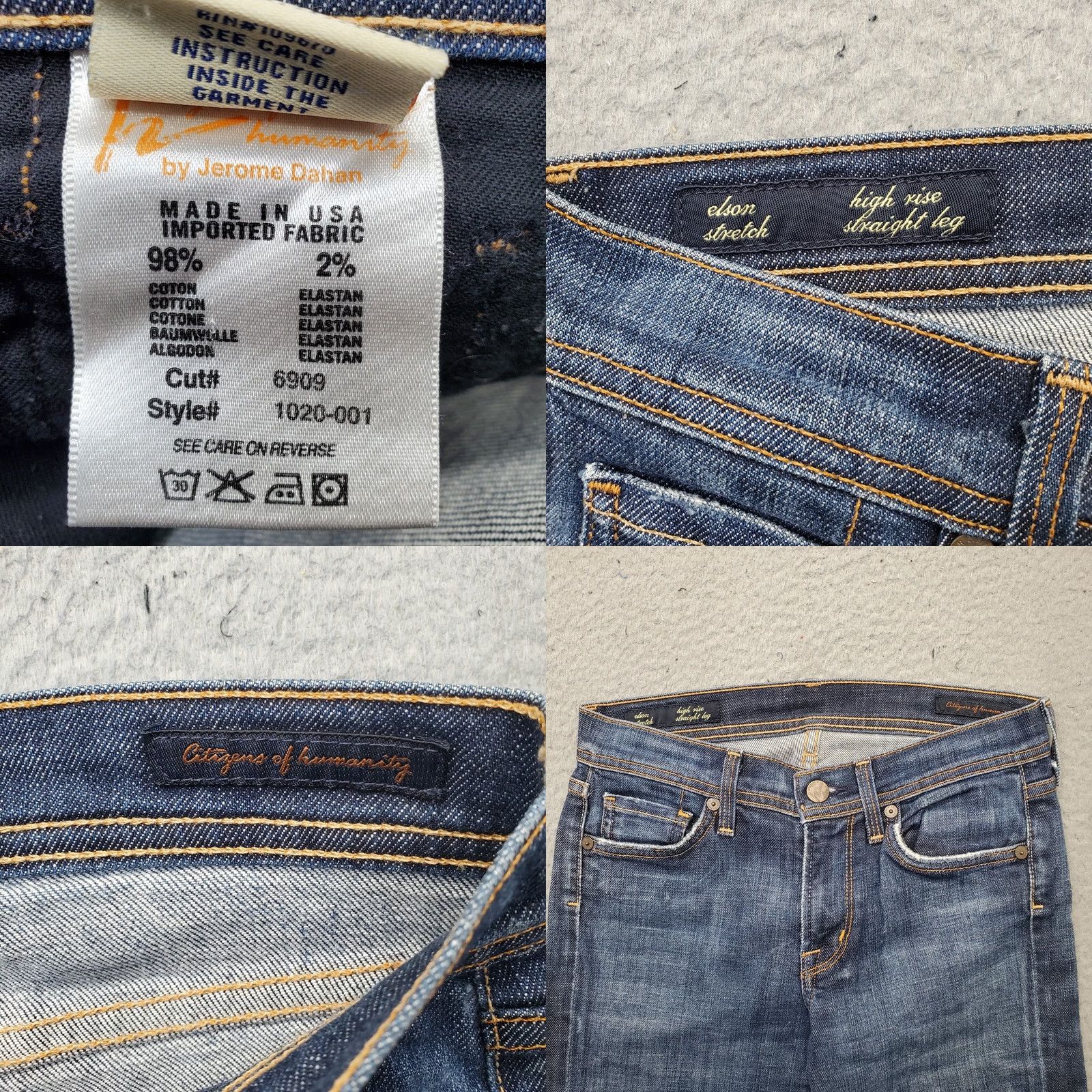 Citizens Of Humanity Citizens of Humanity Elson Jeans Womens 24 Blue Stretch High Rise Straight Leg Jeans Size 42" / US 20 - 8 Thumbnail