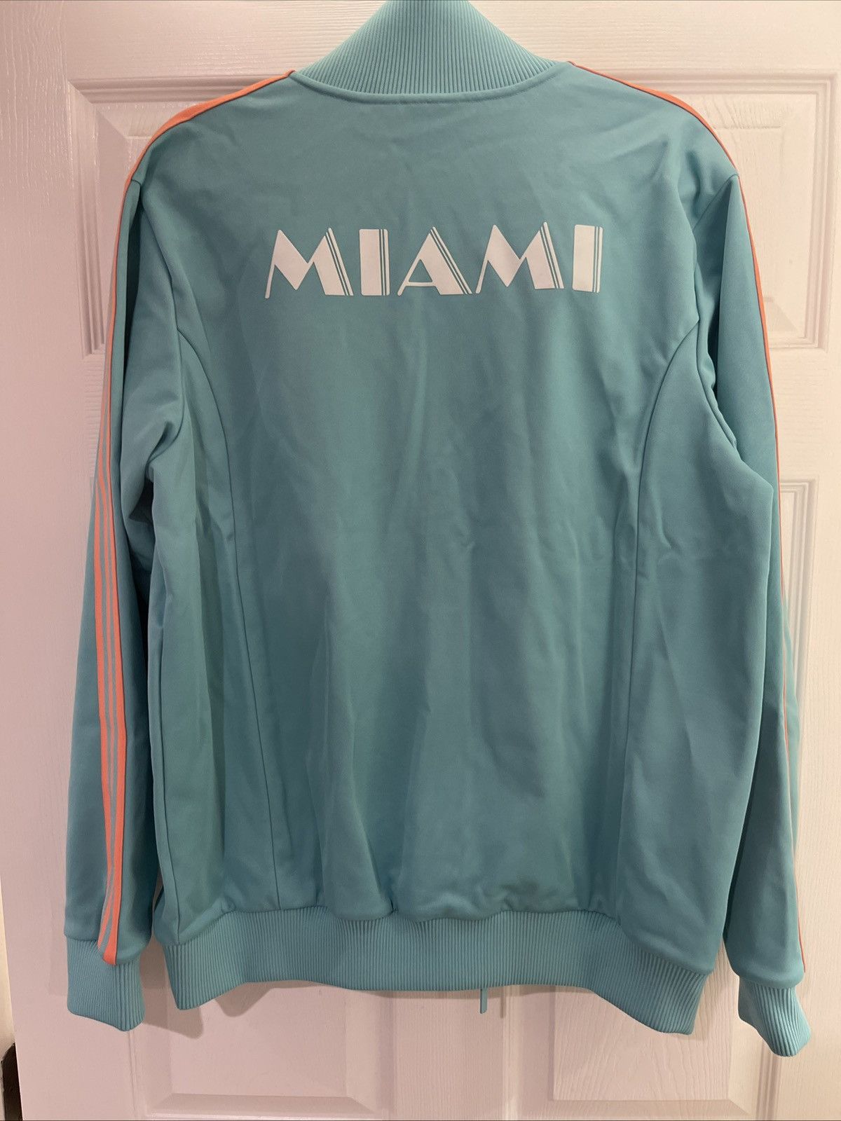 Adidas Adidas Inter Miami CF Soccer Track Jacket Aqua Orange size L Size US L / EU 52-54 / 3 - 5 Thumbnail