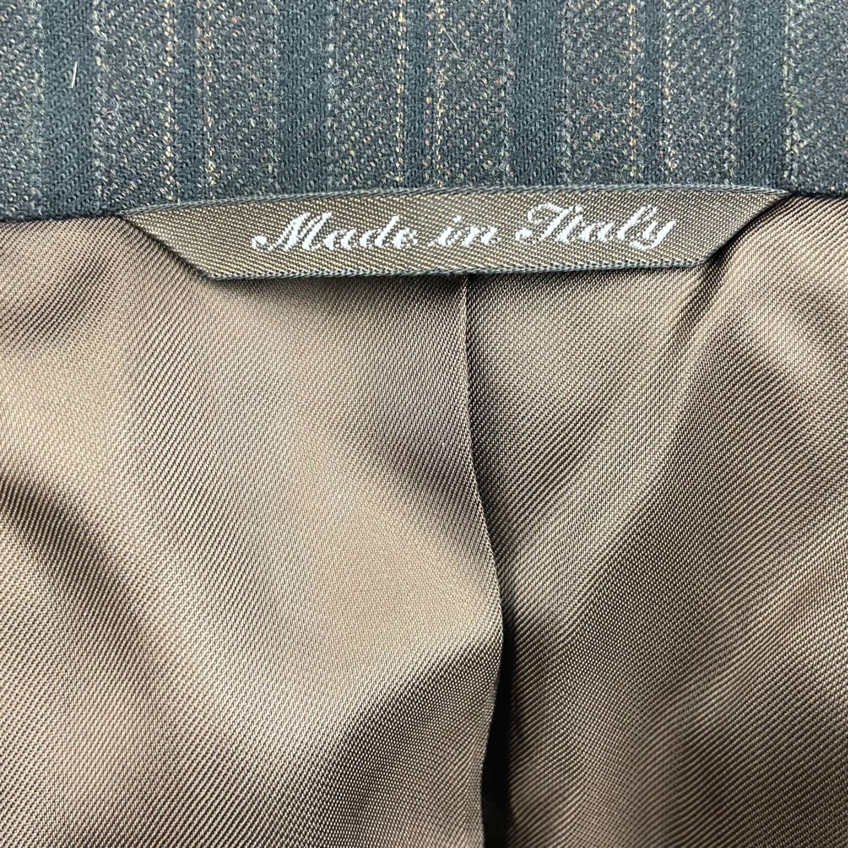 Canali Canali Blazer Men 2-Button Wool Flannel Black Brown Stripe Italy 40R Regular Notch Lapel Brown Wool 100% Wool Single-Breasted Chest 40 Size 44R - 6 Thumbnail