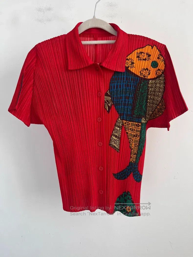 Issey Miyake Issey Miyake Red Shirt Size L / US 10 / IT 46 - 1 Thumbnail