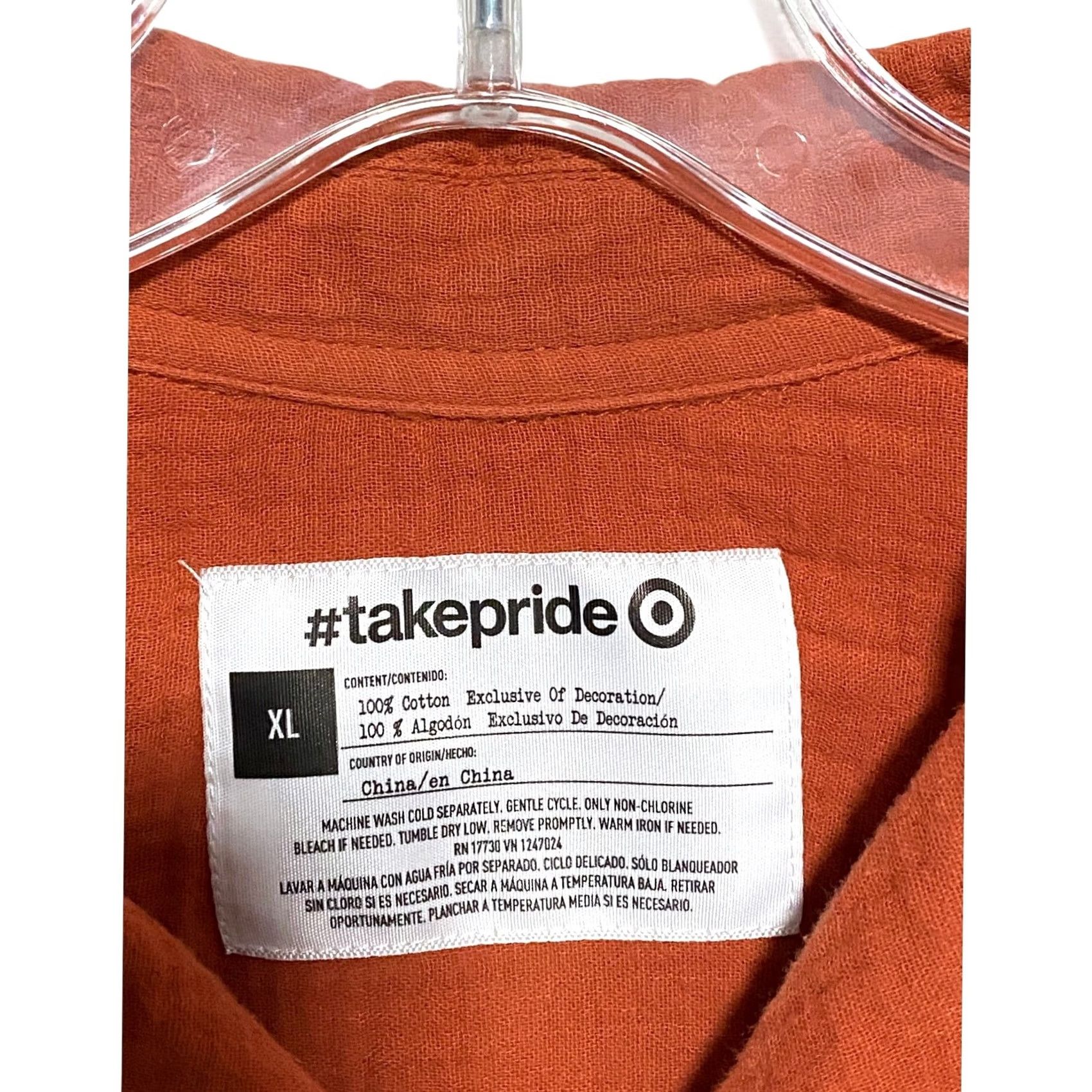 Vintage Take Pride Target Orange Button Shirt Rainbow Patch Unisex XL LGTBQ Summer Loud Size US XL / EU 56 / 4 - 6 Thumbnail