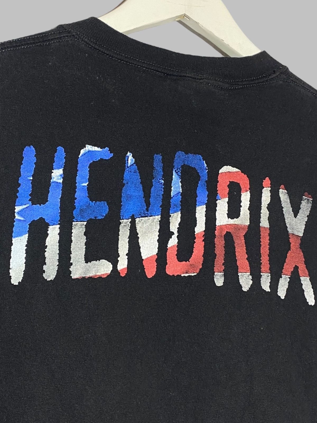 Band Tees × Jimi Hendrix × Vintage Vintage 2000 Jimi Hendrix Big Face USA Flag Graphic T-shirt Size US M / EU 48-50 / 2 - 3 Thumbnail