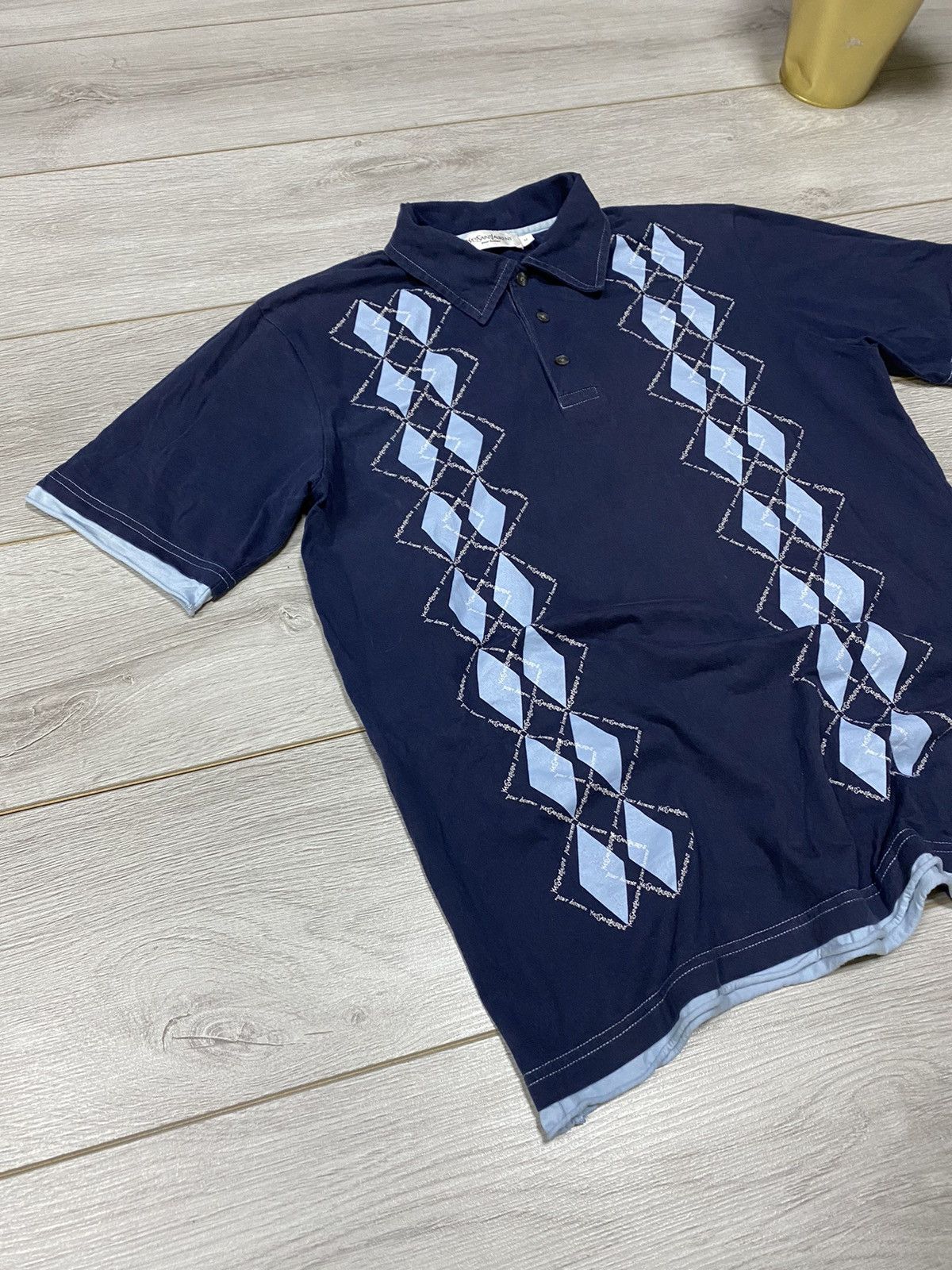 Yves Saint Laurent Yves Saint Laurent vintage monogram striped polo pour homme Size US M / EU 48-50 / 2 - 2 Thumbnail