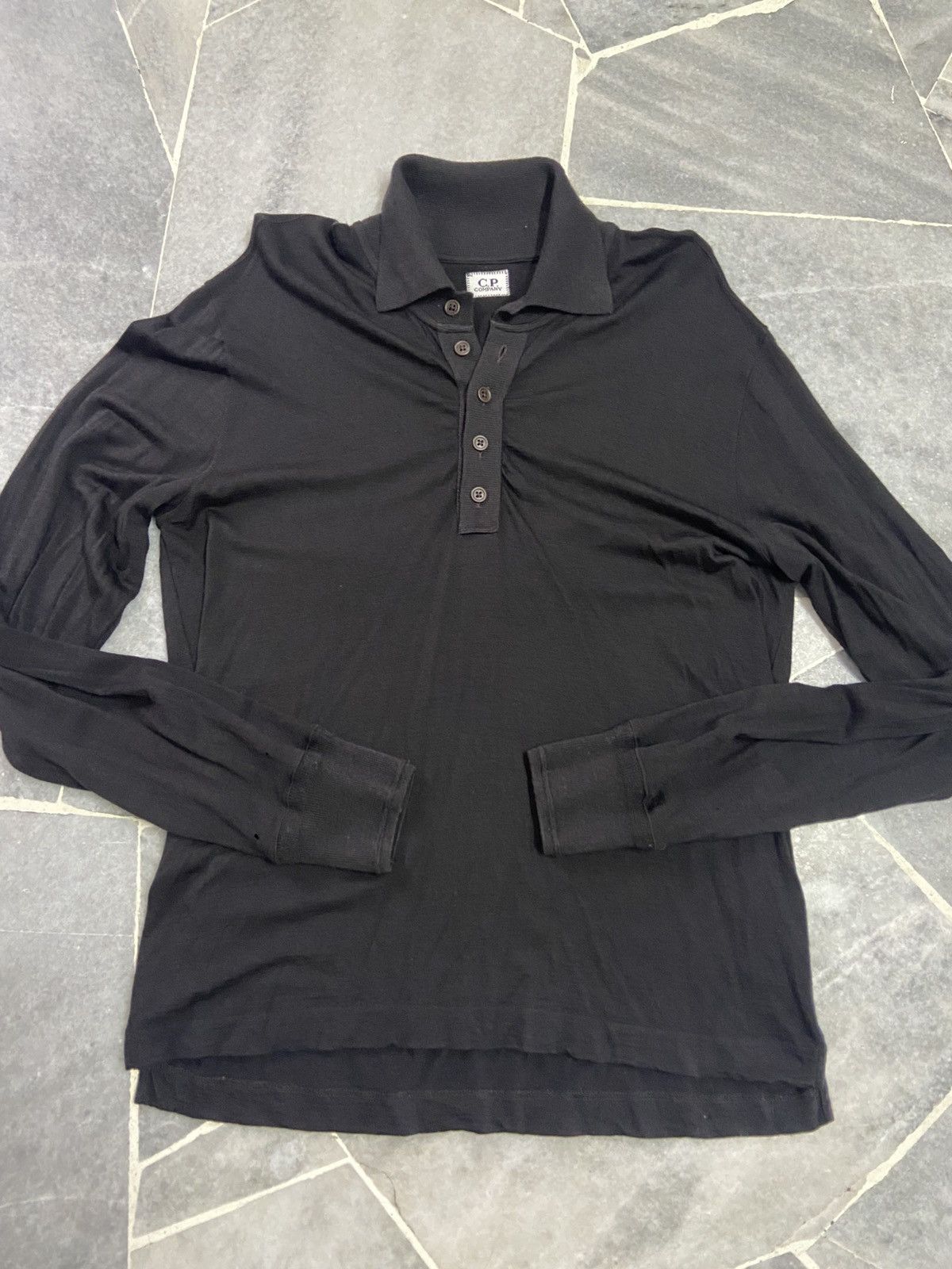C.P. Company Vintage Cp Company Long Sleeve Polo Shirt Black Wool Size US M / EU 48-50 / 2 - 5 Thumbnail