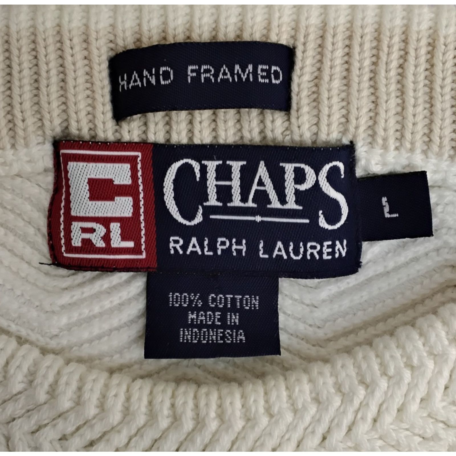 Chaps Chaps by Ralph Lauren Hand Framed Sweater Men's L Ivory VTG Size US L / EU 52-54 / 3 - 7 Thumbnail