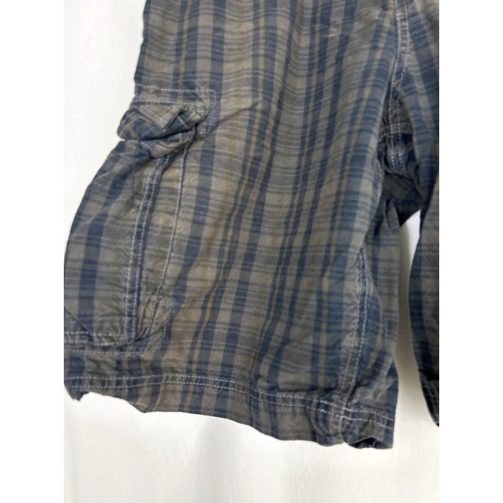 Vintage Played In Heaven Mens Shorts Cargo Plaid Cotton Blue Gray 36 Regular Sun Stain Size US 36 / EU 52 - 2 Thumbnail