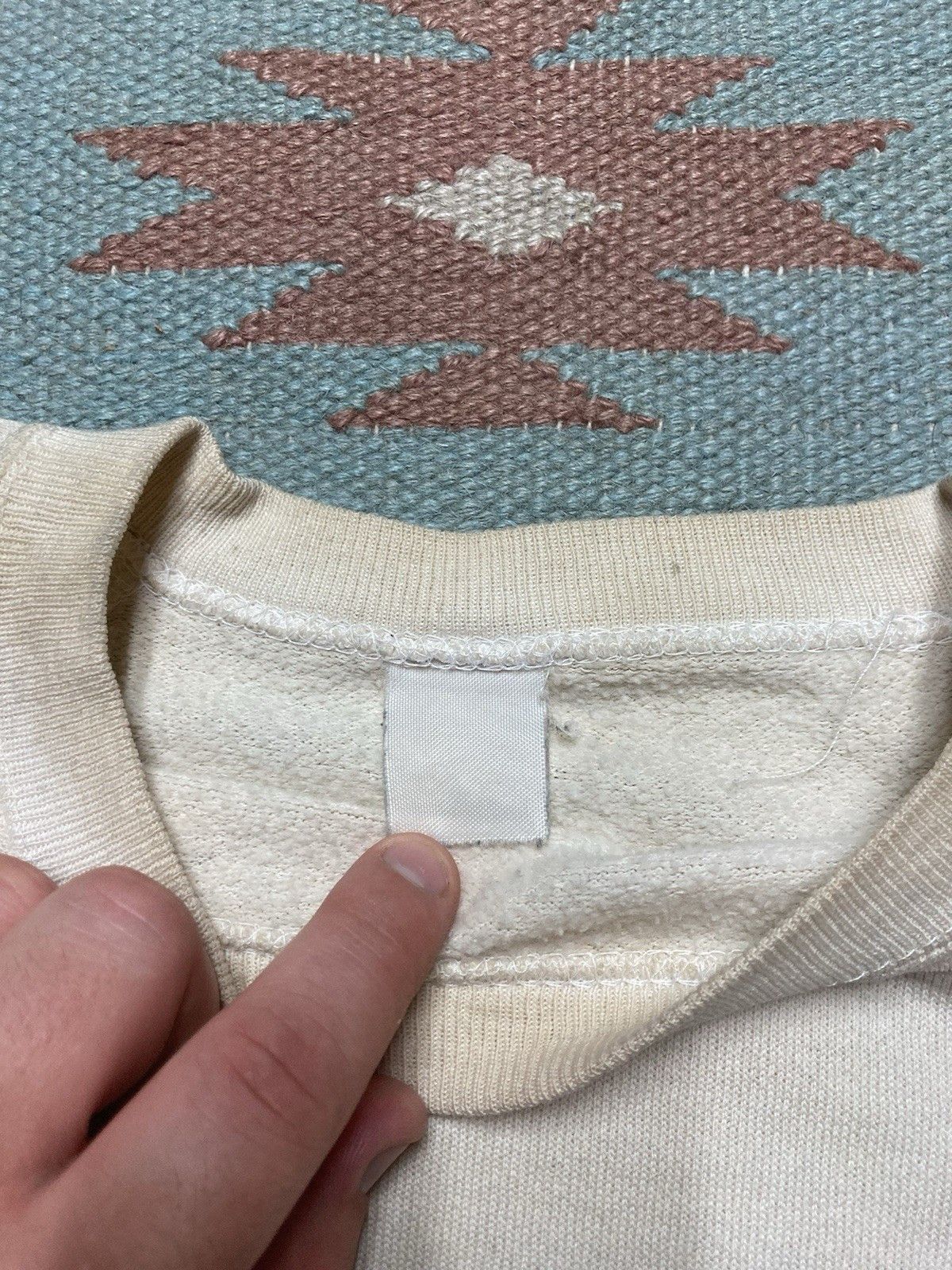 Vintage 80s crewneck sweatshirt blank white grunge distressed Large Size US L / EU 52-54 / 3 - 7 Thumbnail