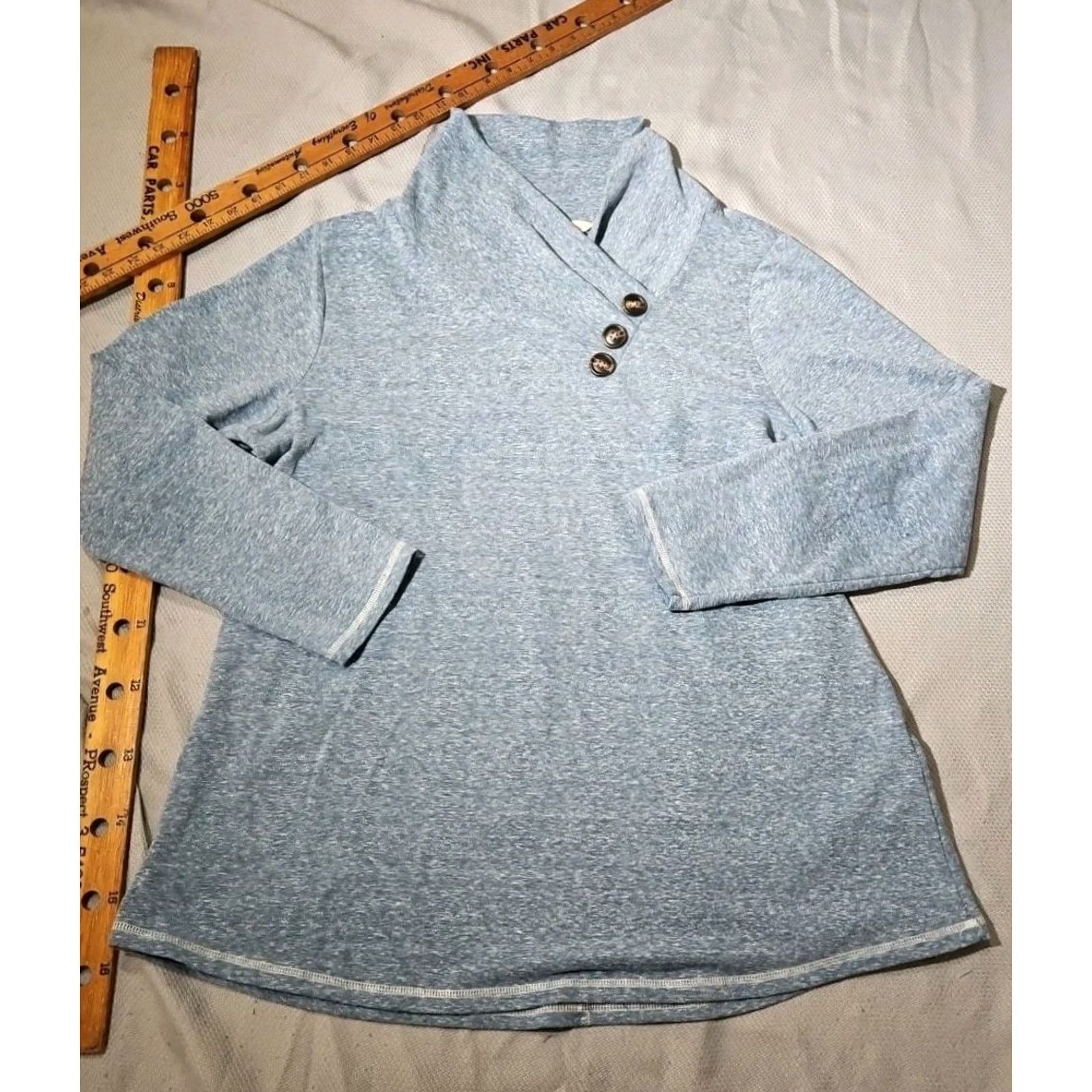 Soft Surroundings Soft Surroundings Shirt Womens XL Blue Brinley Tunic Top Cowl Henley Button Shirt XS? Size XL / US 12-14 / IT 48-50 - 2 Thumbnail