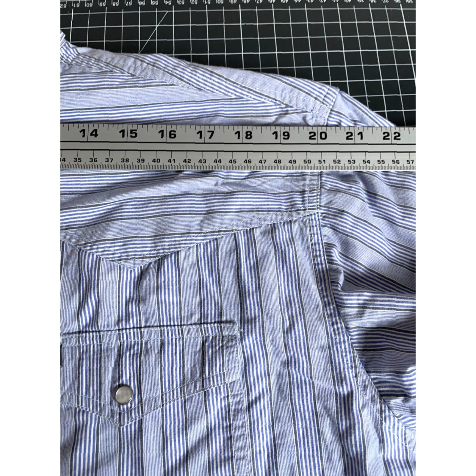 Justin Boots Justin Boots Western Shirt Adult Medium Blue Stripe Pearl Snap Button Up Mens Size US M / EU 48-50 / 2 - 7 Thumbnail