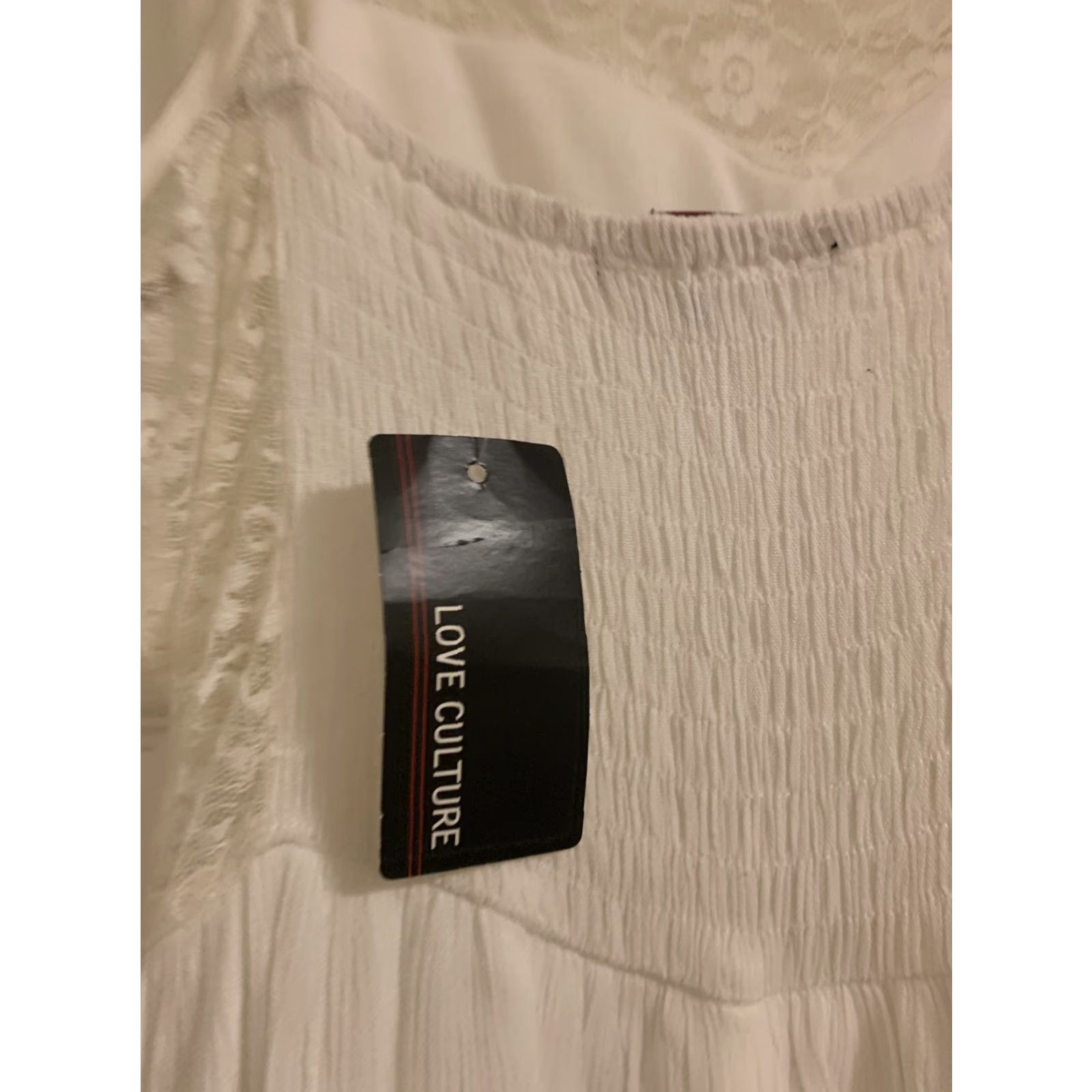 Vintage Love Culture Dress Sundress Floral Knee Length White M Juniors Women Sleeveless Ruffle Pullover Casual Summer Spring 100% Rayon Size M / US 6-8 / IT 42-44 - 5 Thumbnail