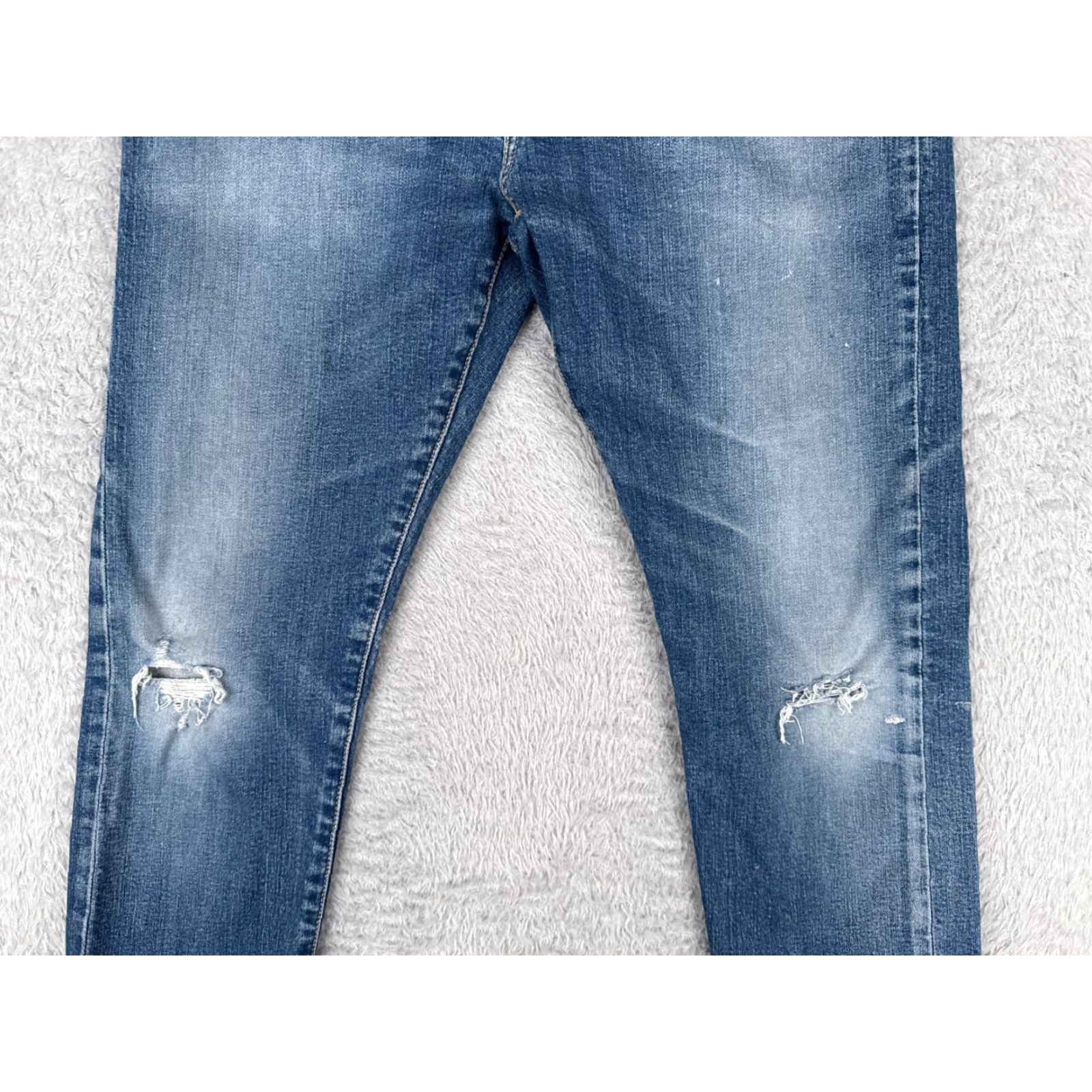 Levi's Levi's 512 Premium Jeans Adult 33 Blue Denim Skinny Distressed 32x22 Retro Mens Size US 33 - 3 Thumbnail