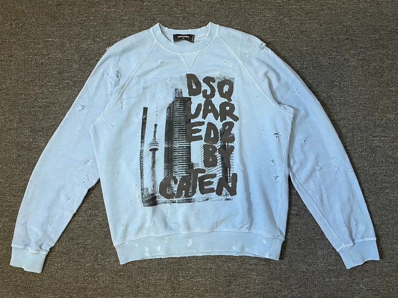 Dsquared2 Dsquared2 Distressed White Sweatshirt 2022-yf Size US XL / EU 56 / 4 - 1 Thumbnail