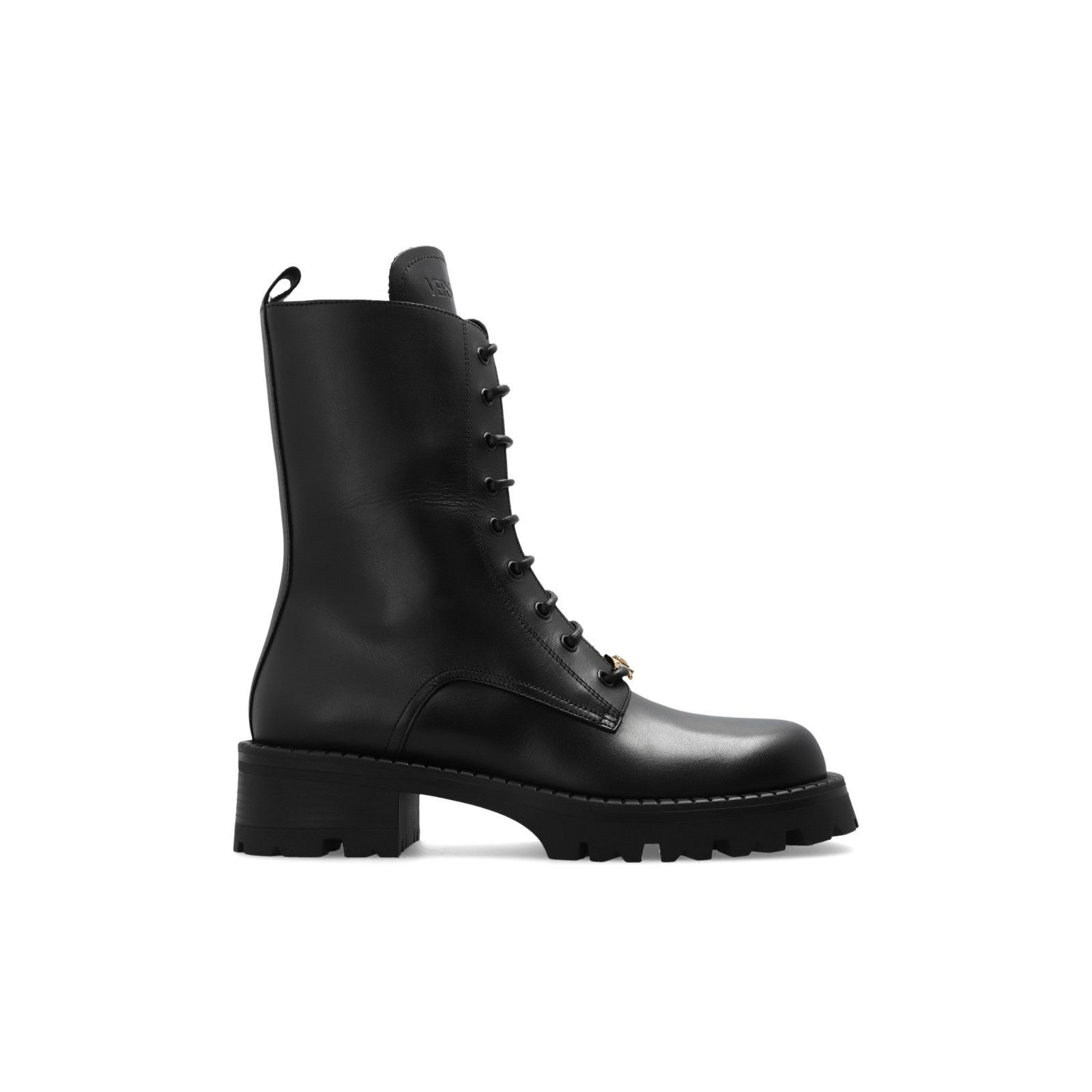 VERSACE Women's Black Leather Ankle Boots New And Authentic