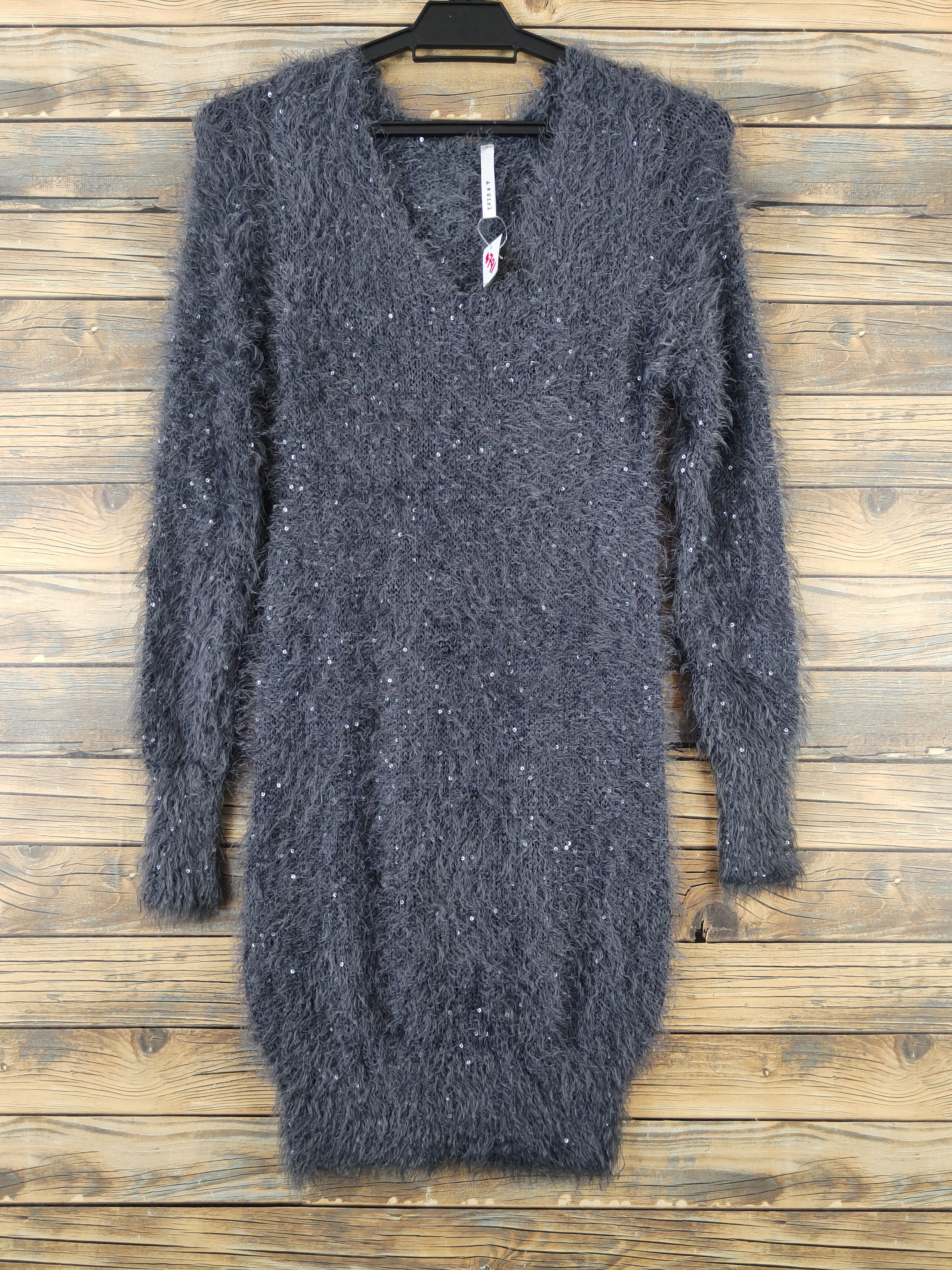 Japanese Brand A Girl Dark Gray Shag Shaggy Fur Mohair Knitwear #W971 Size M / US 6-8 / IT 42-44 - 1 Thumbnail