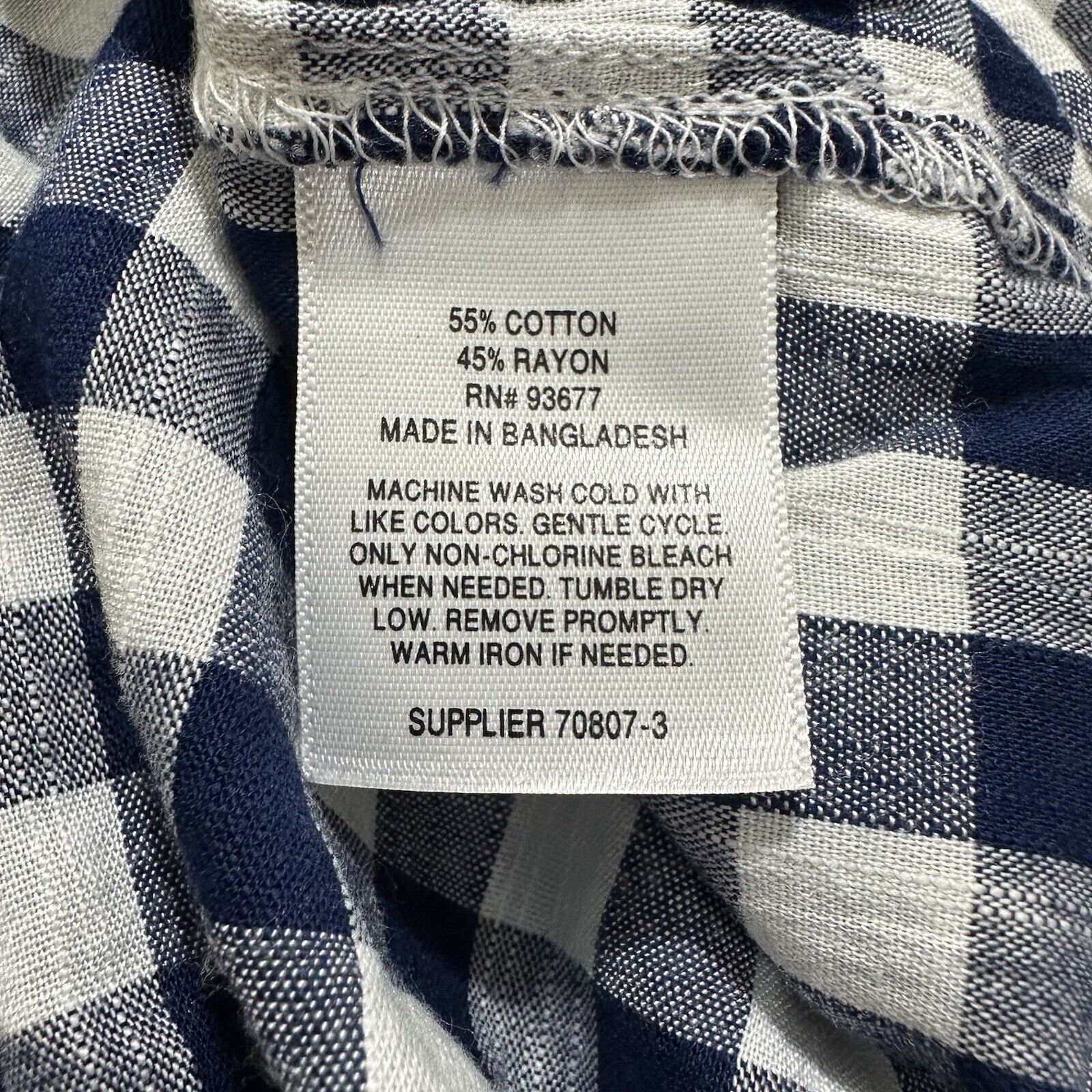 St. Johns Bay St. John's Bay Medium Navy Blue White Gingham Shirt Blouse Size M / US 6-8 / IT 42-44 - 4 Thumbnail