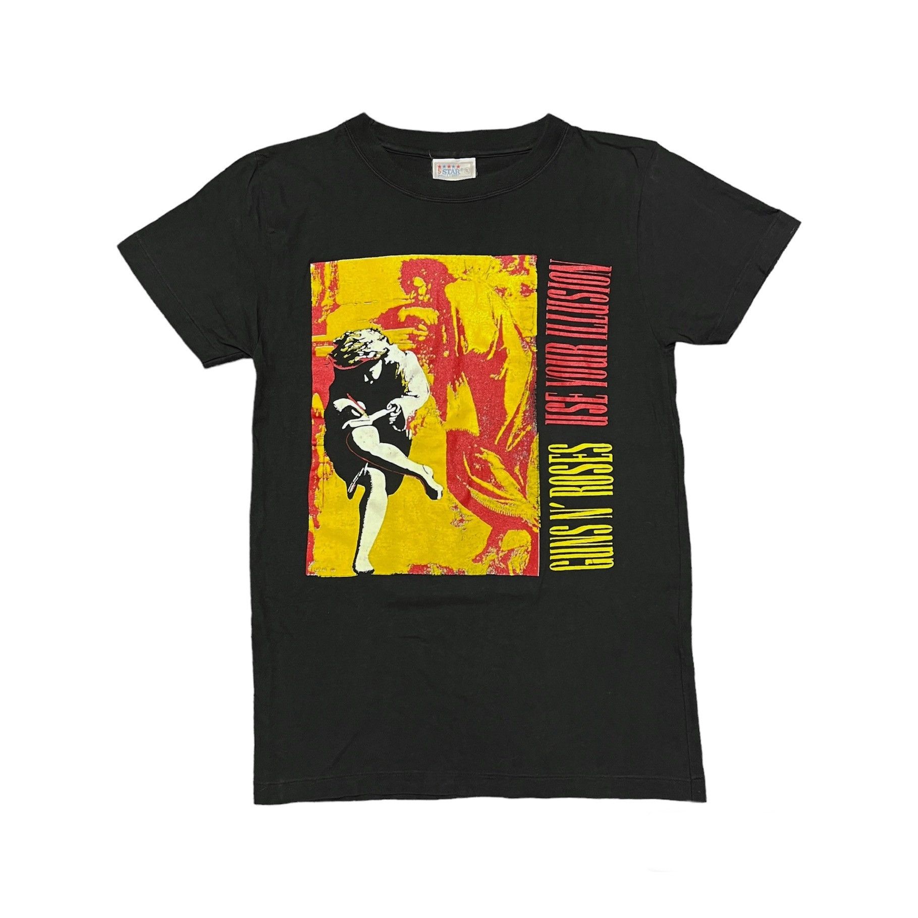 image of Vintage Guns N Roses Shirt Single Stitch Vintage Band Tees in Black, Men's (Size Small)