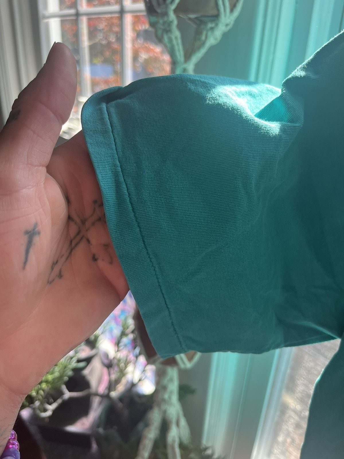 Champion × Japanese Brand × Vintage Vintage Teal Paper Thin Tee Champion Size US L / EU 52-54 / 3 - 5 Thumbnail