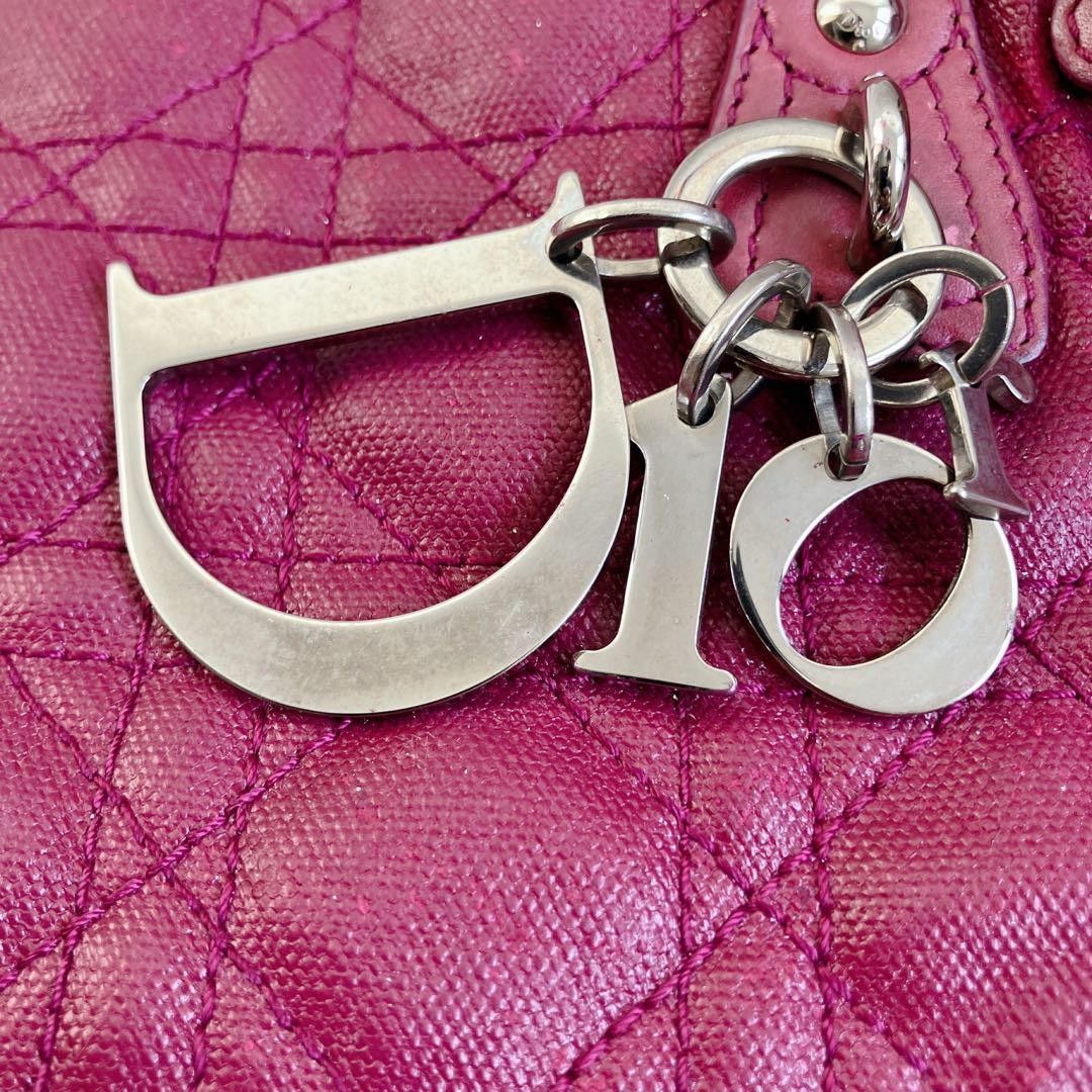 Dior Dior - Cannage Pink Leather Handbag Tote Metal Logo Size ONE SIZE - 7 Thumbnail