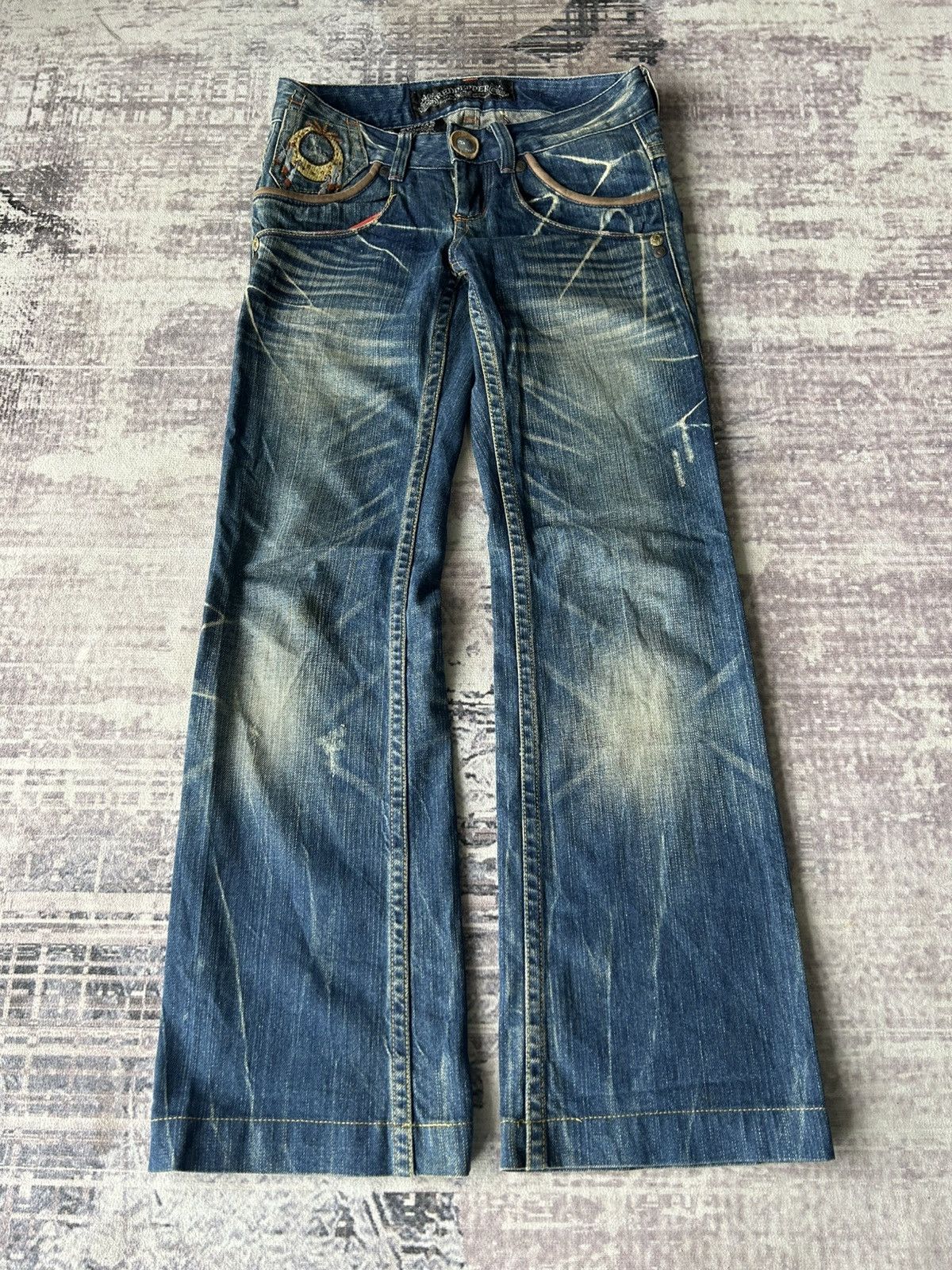 Ed Hardy Y2K Red Pepper Flared Jeans Size 28" / US 6 / IT 42 - 3 Thumbnail