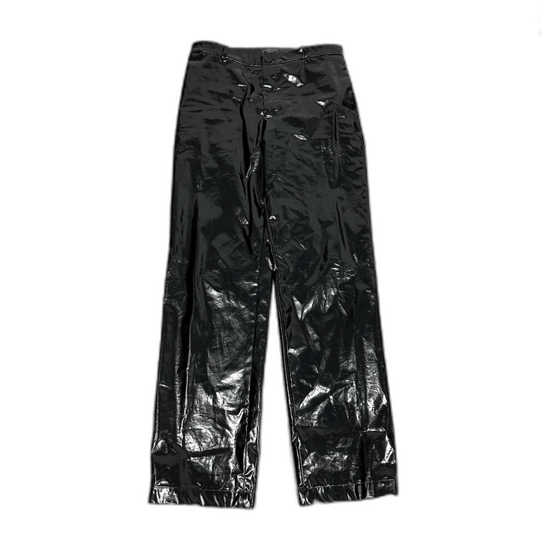 black glossy pleated trousers by balenciaga
