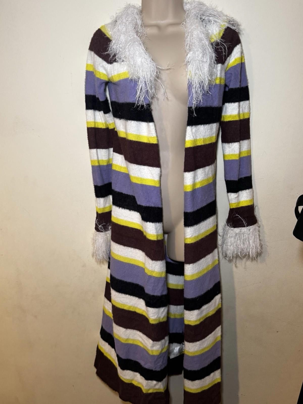 Other Annorlunda faux fur edged stripe cardigan RPR £90 New UK 8 Size S / US 4 / IT 40 - 1 Thumbnail