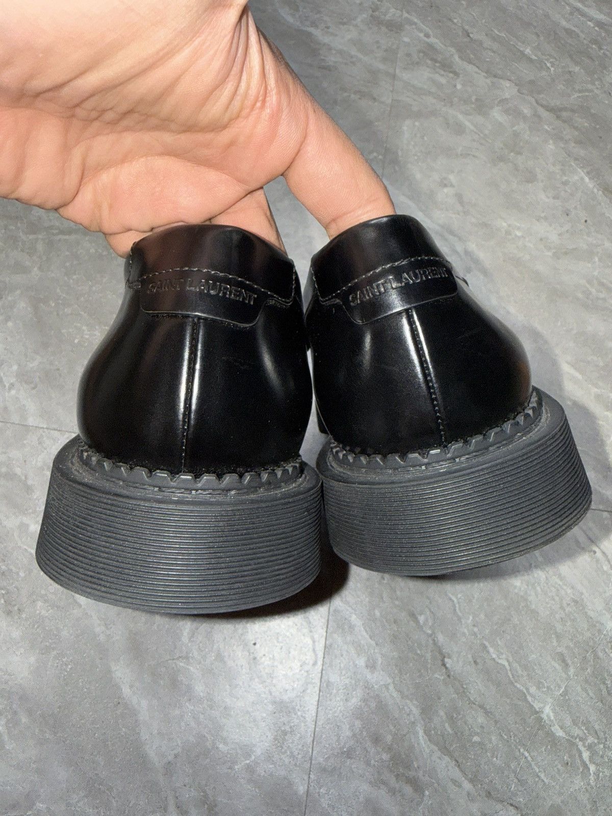 Saint Laurent Paris F/W 21 Buffed Leather Black Penny Loafers Size US 7 / EU 40 - 8 Thumbnail