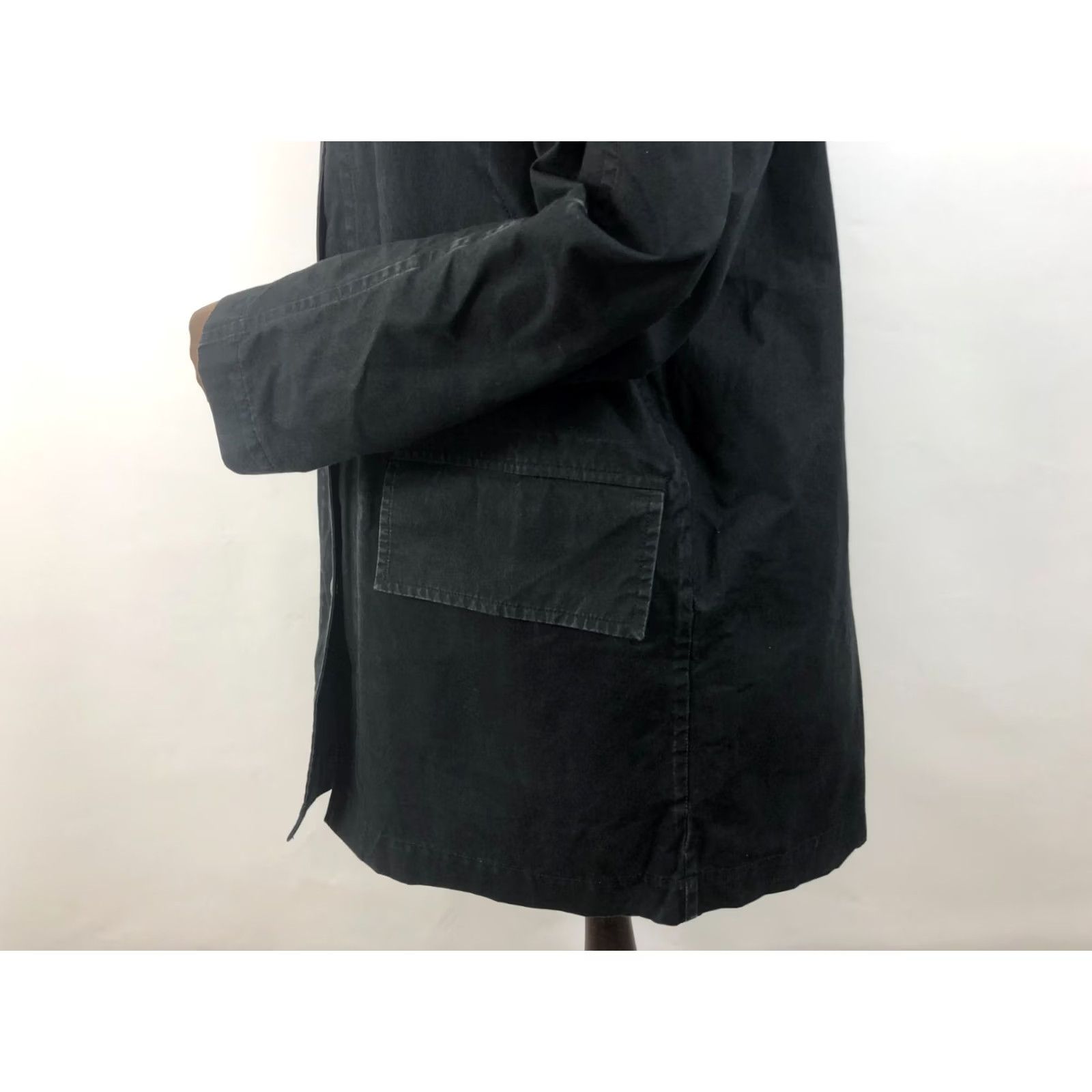 Margaret Howell Margaret Howell Coat Trench Cotton Women's L Black Regular Size Mid-Length Button Front Snap Front Pocket Coat Size L / US 10 / IT 46 - 7 Thumbnail