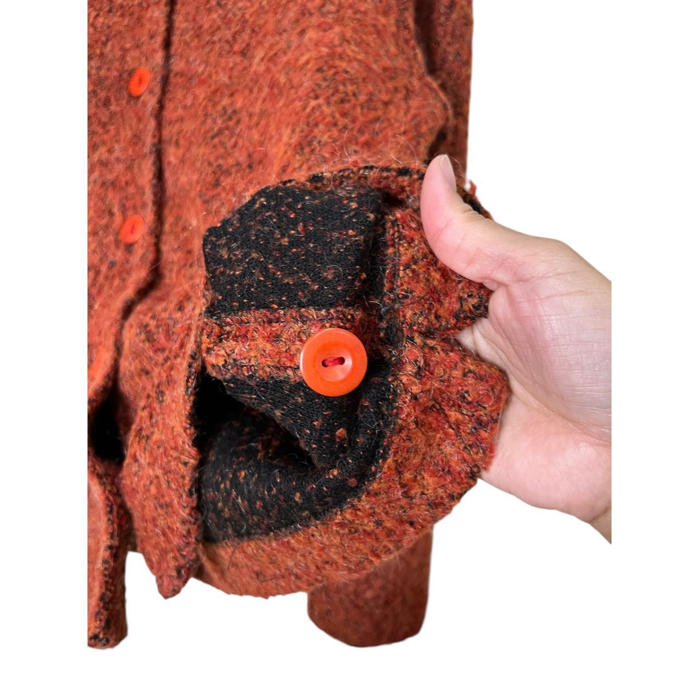 Other Kathleen Sommers Mohair Wool Blend Spice Orange Cardigan Swe Size S / US 4 / IT 40 - 7 Thumbnail