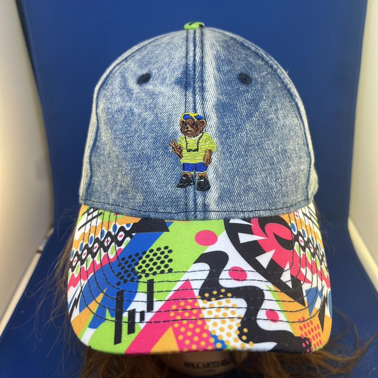 Designer Vibrant Denim Cap with Colorful Patterned Brim Size ONE SIZE - 2 Thumbnail