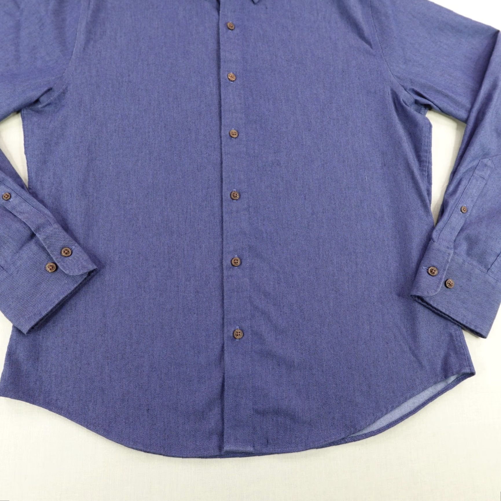 Vintage Twillory Button-Up Shirt Mens Medium Blue Tailored Fit Untuckable Flannel Cotton Polyester Spandex Button Collared Long Sleeve Regular Size M Size US M / EU 48-50 / 2 - 3 Thumbnail
