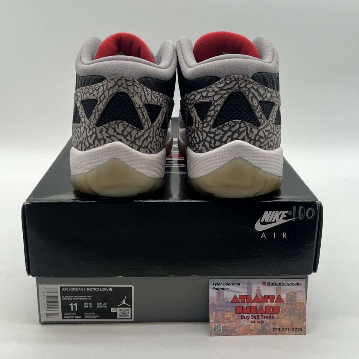 Jordan Brand Air Jordan 11 low IE black cement Size US 11 / EU 44 - 3 Thumbnail