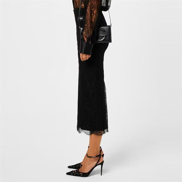 Dolce & Gabbana o1g2r1mq1024 Chantilly Lace Midi Skirt in Nero Size 27" / US 4 / IT 40 - 3 Thumbnail