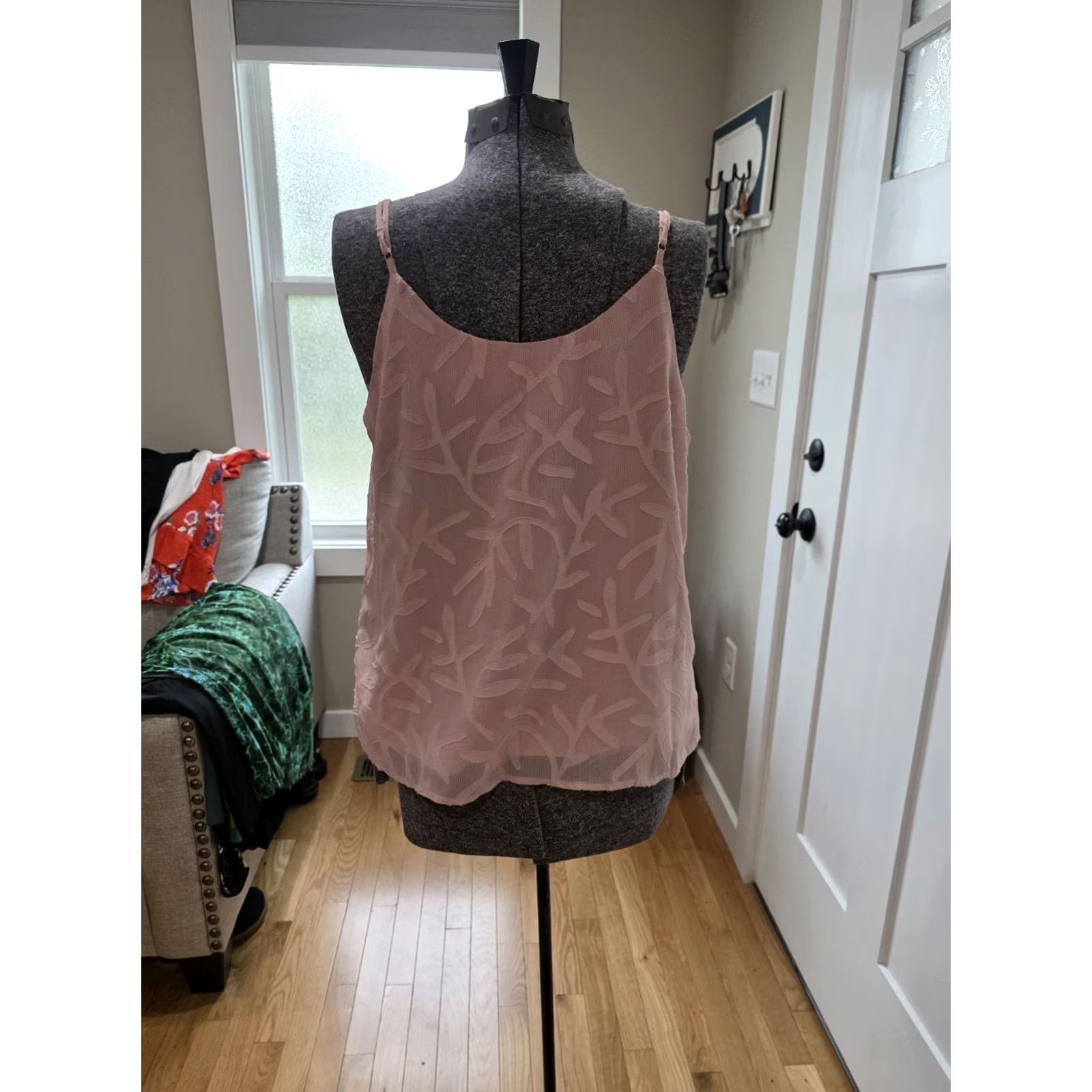Vintage A New Day Cami Top Tank Light Pink Leaf Print L Womens Size L / US 10 / IT 46 - 4 Thumbnail