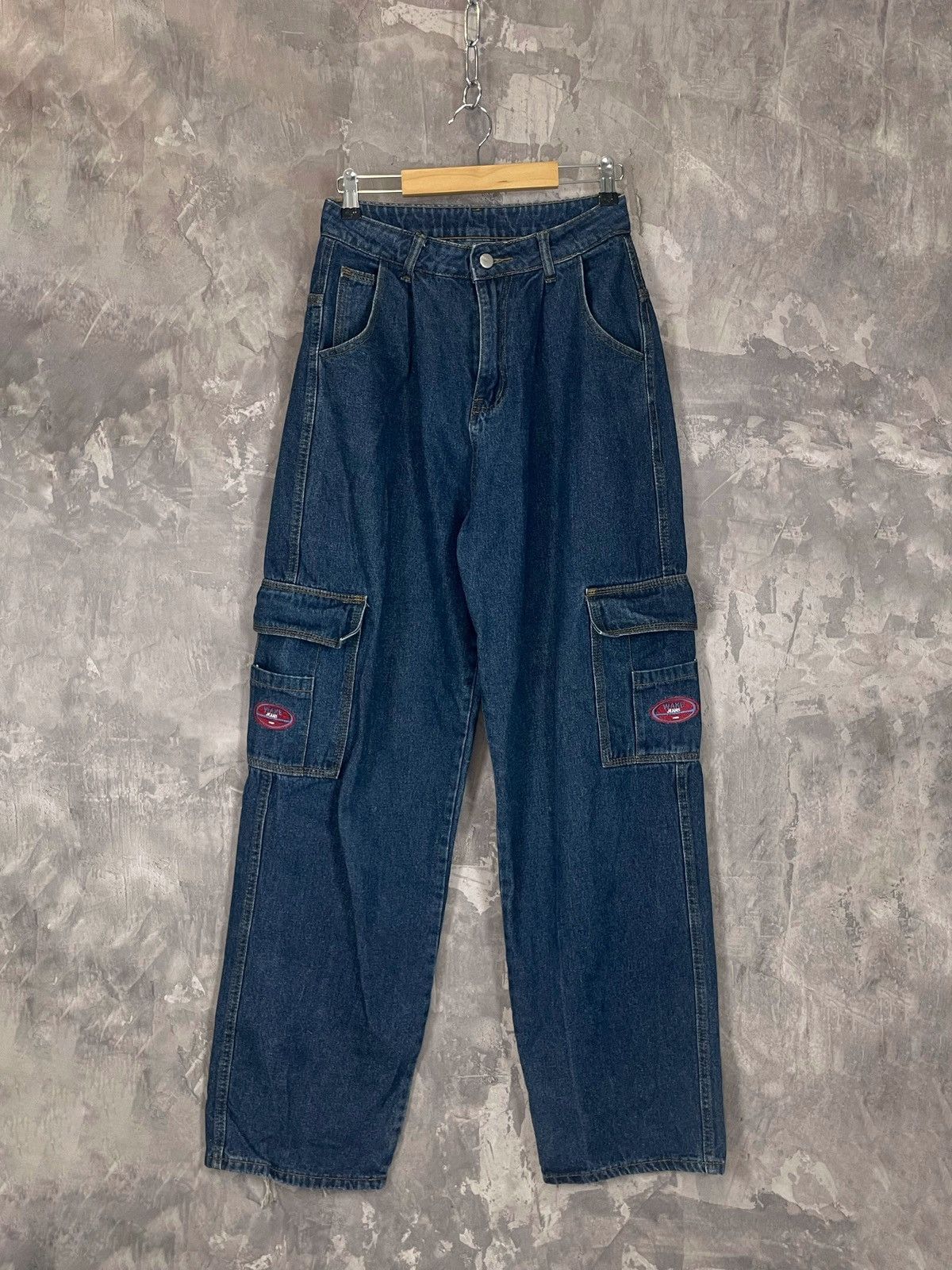 Vintage vintage Y2K Wake dark baggy fit denim cargo jeans Size US 30 / EU 46 - 1 Thumbnail