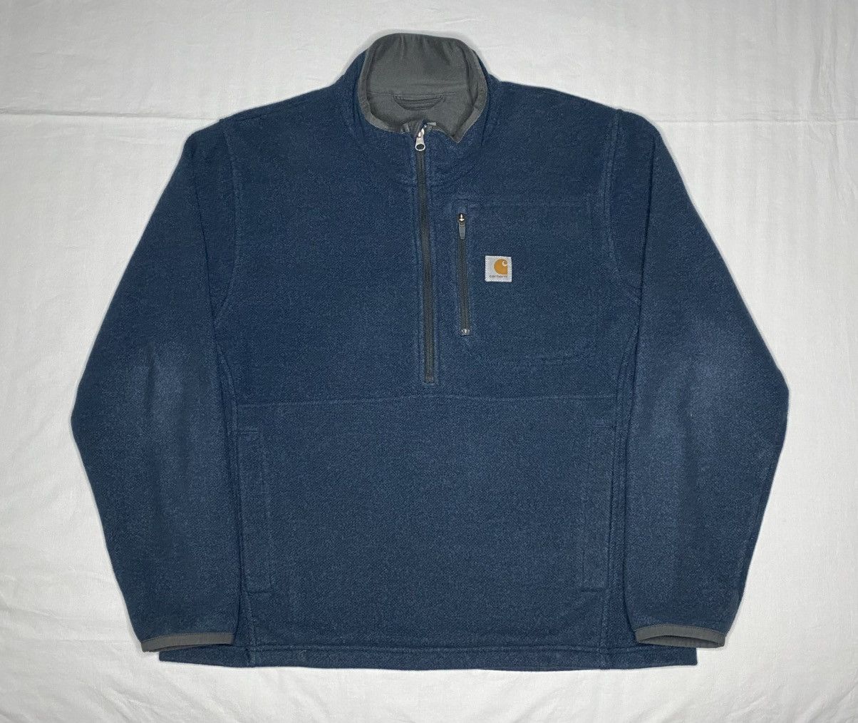 Carhartt Carhartt Fleece Pullover Mens Large Blue Quarter Zip Pockets Size US L / EU 52-54 / 3 - 3 Thumbnail